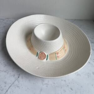 Vintage Ceramic Sombrero Chip & Dip Bowl – Made in USA Southwestern Serving Dish